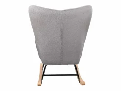 Outlet Mecedora - Sillón orejero tapizado - Patas de metal y madera maciza - Terciopelo Teddy Gris claro