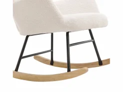 Clearance Mecedora - sillón relax para salón - acolchado con felpa Teddy - con reposacabezas y reposapiés - base de madera - Sillón Balancín