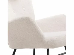 Clearance Mecedora - sillón relax para salón - acolchado con felpa Teddy - con reposacabezas y reposapiés - base de madera - Sillón Balancín