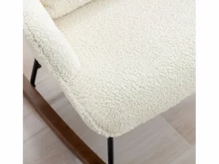 Best Mecedora Bebé Lactancia Mecedora en Tela Bouclette Mecedora Estilo Escandinavo en Madera de Caucho, Beige Marru00f3n