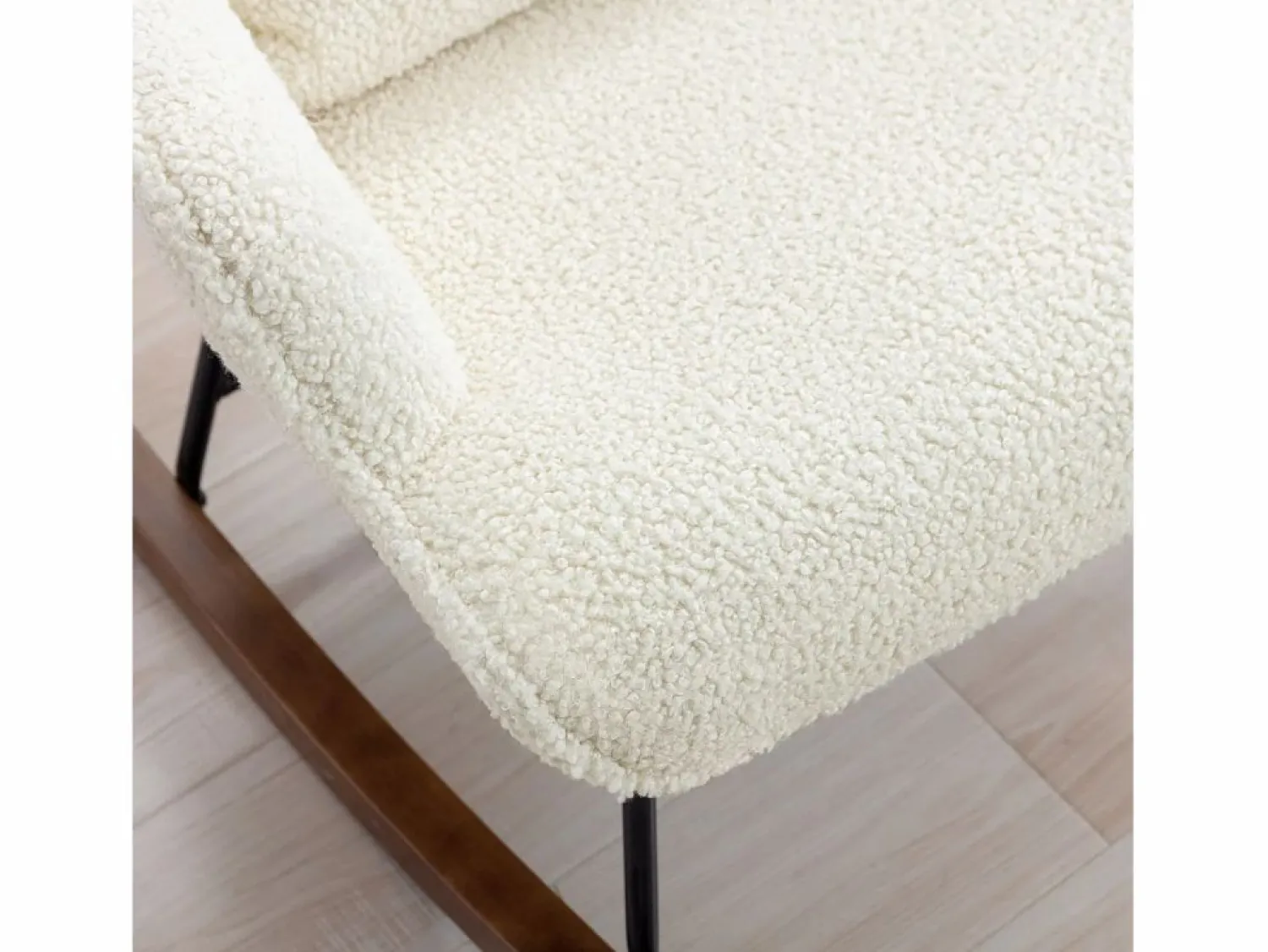 Best Mecedora Bebé Lactancia Mecedora en Tela Bouclette Mecedora Estilo Escandinavo en Madera de Caucho, Beige Marru00f3n