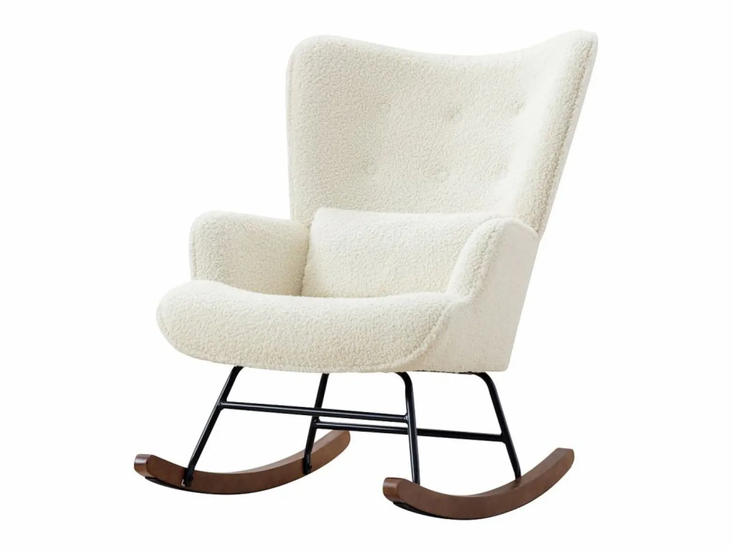 Best Mecedora Bebé Lactancia Mecedora en Tela Bouclette Mecedora Estilo Escandinavo en Madera de Caucho, Beige Marru00f3n