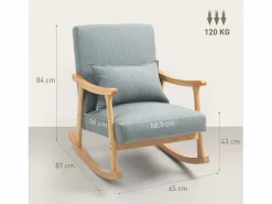 Discount Homcom Mecedora Berta reposabrazos + cojín lumbar gris 84x65x87 cm Gris claro