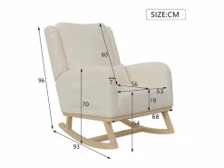 Clearance Mecedora con base y respaldo de madera, Sillón relax para salón, Lino, Beige
