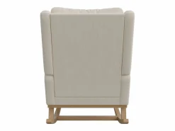 Clearance Mecedora con base y respaldo de madera, Sillón relax para salón, Lino, Beige