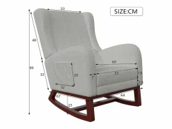 Mecedora con reposapiernas retráctil y respaldo alto de madera maciza - Mecedora para salón y dormitorio, carga hasta 150 kg -