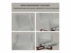 Mecedora con reposapiernas retráctil y respaldo alto de madera maciza - Mecedora para salón y dormitorio, carga hasta 150 kg -