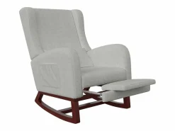 Mecedora con reposapiernas retráctil y respaldo alto de madera maciza - Mecedora para salón y dormitorio, carga hasta 150 kg -