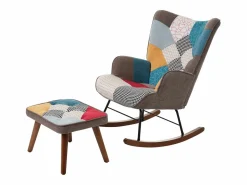 Mecedora con reposapiés - 69,5 x 50 x 88,5 cm - Esponja + fibras de polipropileno - Sillón Balancín