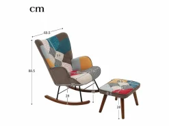 Mecedora con reposapiés - 69,5 x 50 x 88,5 cm - Esponja + fibras de polipropileno - Sillón Balancín