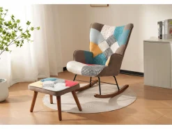 Mecedora con reposapiés - 69,5 x 50 x 88,5 cm - Esponja + fibras de polipropileno - Sillón Balancín