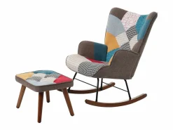 Hot Mecedora con reposapiés - con estampado de patchwork de colores - Sillón Balancín