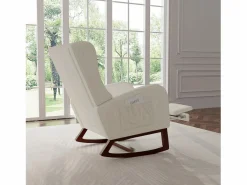 Clearance Mecedora con reposapiés, patas de madera maciza antideslizantes, mecedora, Sillón Balancín