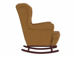 vidaxl Mecedora con respaldo alto de terciopelo marrón y madera maciza
