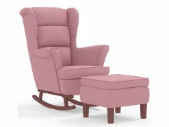Sale Mecedora con respaldo alto de terciopelo y madera maciza Sillón Balancín