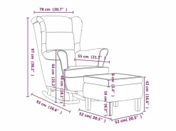 Hot vidaxl Mecedora con respaldo alto de terciopelo y madera maciza Negro