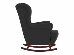 Hot vidaxl Mecedora con respaldo alto de terciopelo y madera maciza Negro