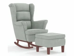 Clearance Mecedora con respaldo alto de terciopelo y madera maciza Sillón Balancín