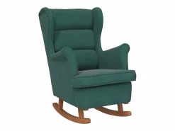 vidaxl Mecedora con respaldo alto de terciopelo y madera maciza