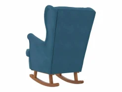 Outlet vidaxl Mecedora con respaldo alto de terciopelo y madera maciza Azul