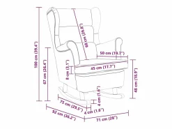 Best Mecedora con respaldo alto de terciopelo y madera maciza Sillón Balancín