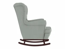 vidaxl Mecedora con respaldo alto de terciopelo y madera maciza