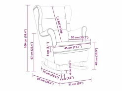 Clearance Mecedora con respaldo alto de terciopelo y madera maciza Sillón Balancín