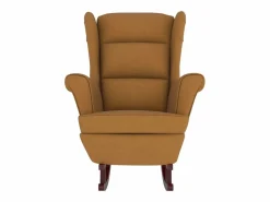 vidaxl Mecedora con respaldo alto de terciopelo marrón y madera maciza