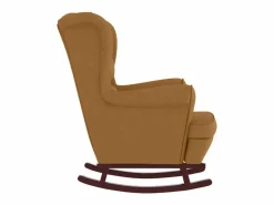 vidaxl Mecedora con respaldo alto de terciopelo marrón y madera maciza
