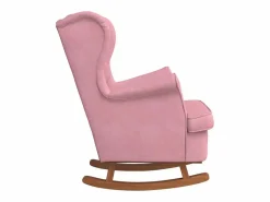 vidaxl Mecedora con respaldo alto de terciopelo y madera maciza