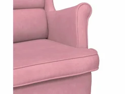 vidaxl Mecedora con respaldo alto de terciopelo y madera maciza