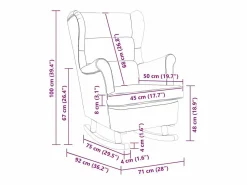 vidaxl Mecedora con respaldo alto de terciopelo y madera maciza