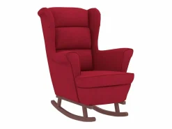 Best vidaxl Mecedora con respaldo alto de terciopelo y madera maciza Rojo