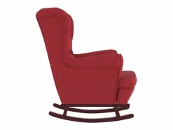 Best vidaxl Mecedora con respaldo alto de terciopelo y madera maciza Rojo