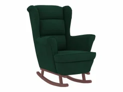 vidaxl Mecedora con respaldo alto de terciopelo oscuro y madera maciza