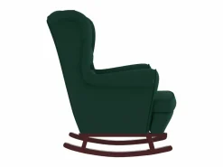 vidaxl Mecedora con respaldo alto de terciopelo oscuro y madera maciza