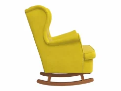 Online vidaxl Mecedora con respaldo alto de terciopelo madera maciza Amarillo