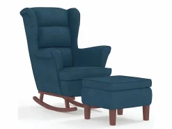 vidaxl Mecedora con respaldo alto de terciopelo y madera maciza