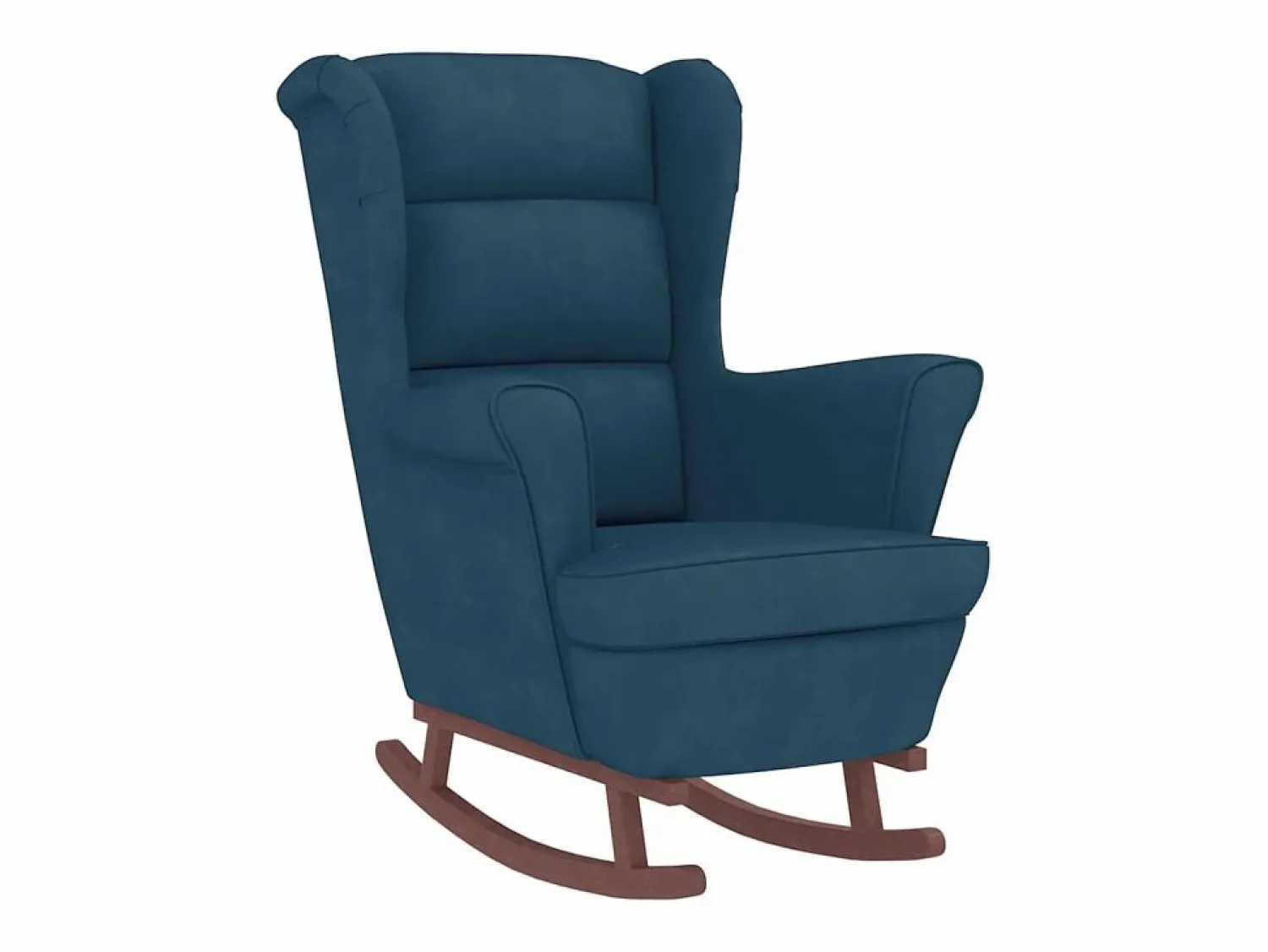 vidaxl Mecedora con respaldo alto de terciopelo y madera maciza