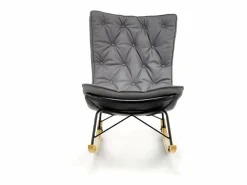 Clearance MSO Mecedora de diseño con estructura de metal negro y madera maciza IMAGINE Gris