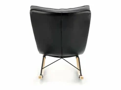 Clearance MSO Mecedora de diseño con estructura de metal negro y madera maciza IMAGINE Gris