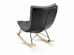 Clearance MSO Mecedora de diseño con estructura de metal negro y madera maciza IMAGINE Gris