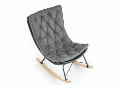 Clearance MSO Mecedora de diseño con estructura de metal negro y madera maciza IMAGINE Gris