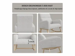 Sale Mecedora de lactancia con bolsillo lateral y reposabrazos, patas de madera, Sillón Balancín