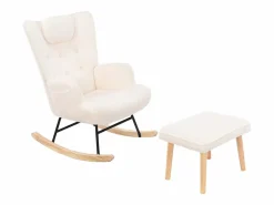 Discount Mecedora de peluche suave con reposacabezas y reposapiés Sillón Balancín
