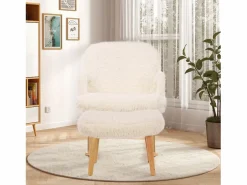 Mecedora de peluche Teddy - Mecedora con reposapiés, patas de madera maciza - cómoda 65x96,5x85cm -