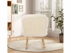 Mecedora de peluche Teddy - Mecedora con reposapiés, patas de madera maciza - cómoda 65x96,5x85cm -