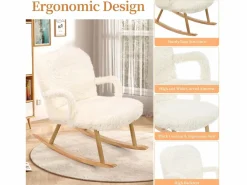 Mecedora de peluche Teddy - Mecedora con reposapiés, patas de madera maciza - cómoda 65x96,5x85cm -