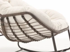 Mecedora de ratán - Estructura de acero con cojín suave - Para uso en interiores y exteriores Crema
