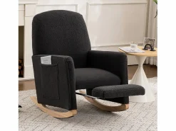 OKWISH Mecedora de salón, felpa oscuro, Mecedora con reposapiés retráctil y estructura de madera